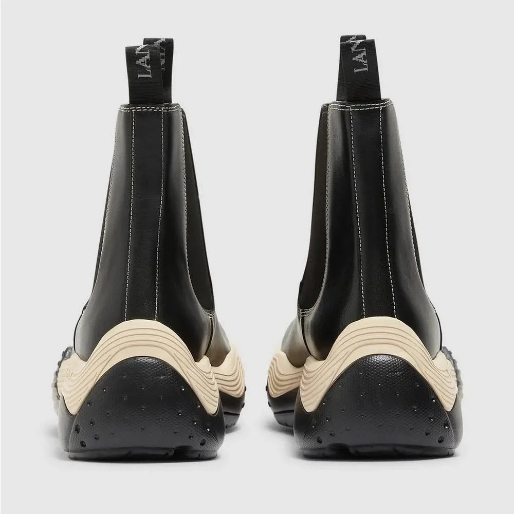 LANVIN Flash-X Bold Pull On Chelsea Boots, Black Size 44 New in Box + DustBag